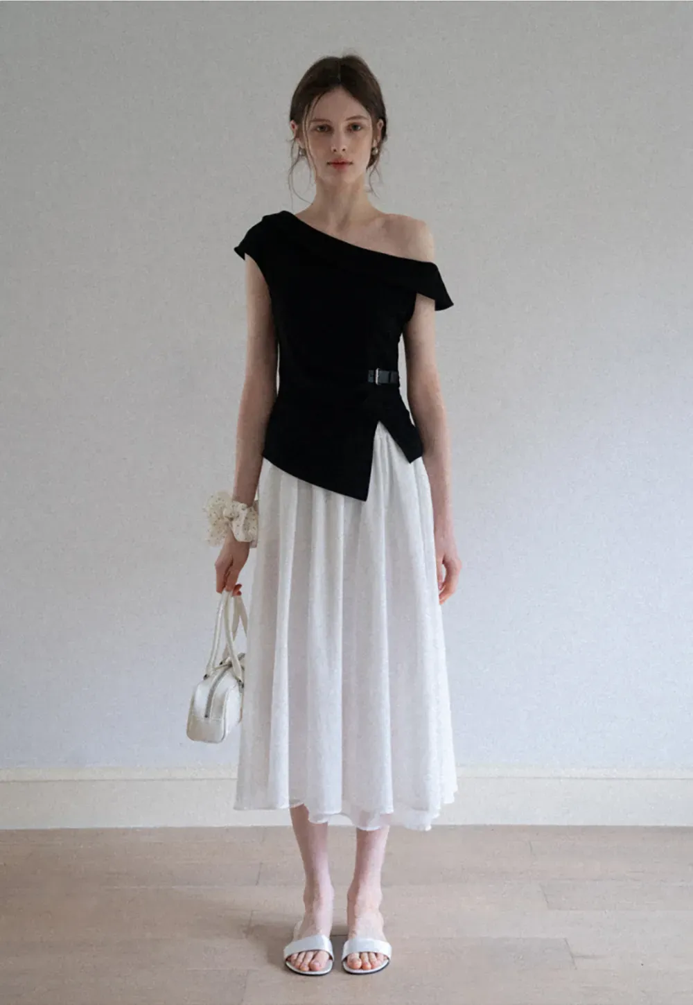 Flowy Elastic Waist Midi Skirt
