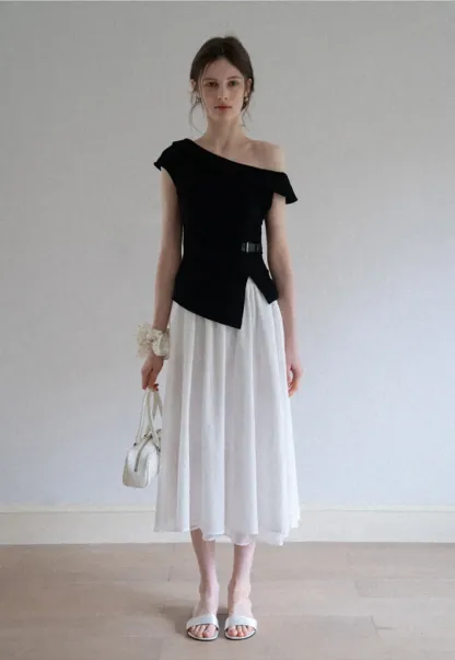 Flowy Elastic Waist Midi Skirt