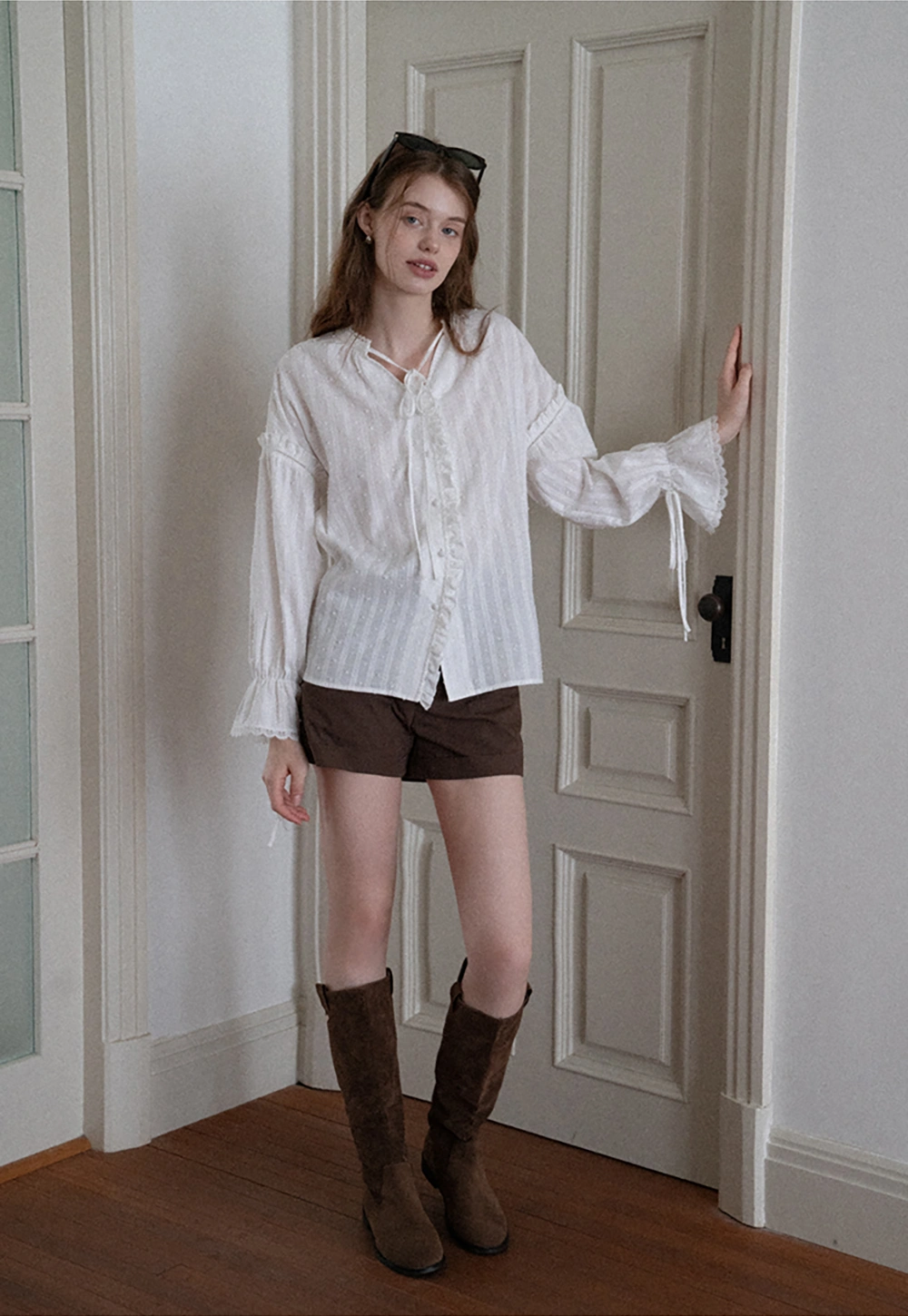 Women High Waist Belted Cuffed Chino Shorts with Pocke