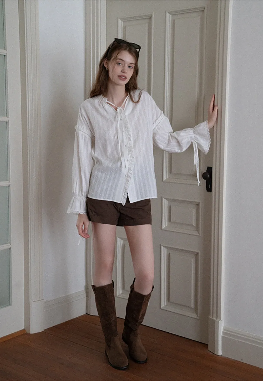 Women High Waist Belted Cuffed Chino Shorts with Pocke