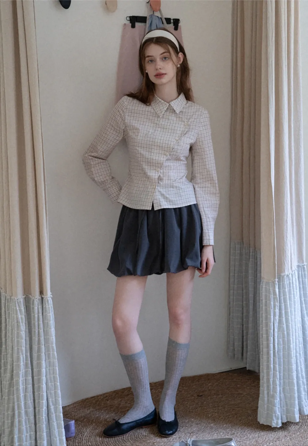 Drawstring Bubble Mini Skirt