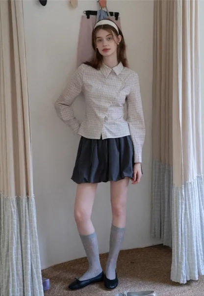 Drawstring Bubble Mini Skirt