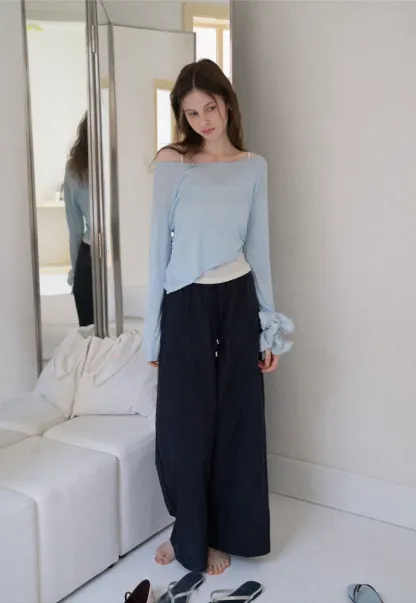 Drawstring Wide-Leg Pants