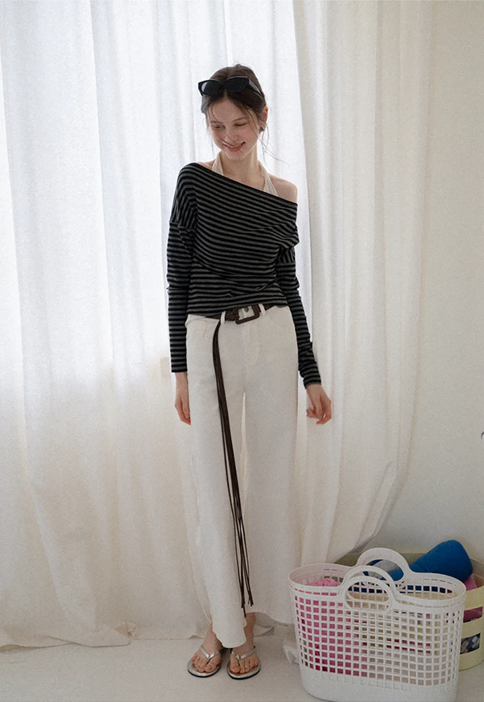 Striped Off Shoulder Top & Halter Cami