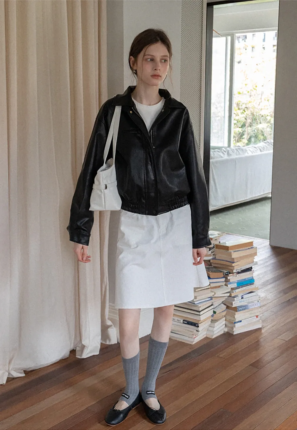 Women's Faux Leather Bomber Jacket