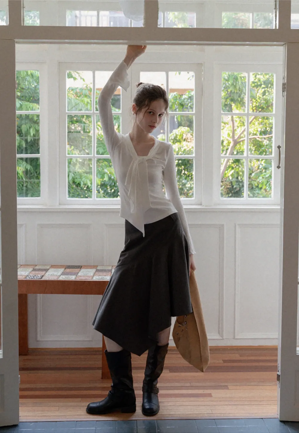 Women's Asymmetrical A-Line Midi Skirt