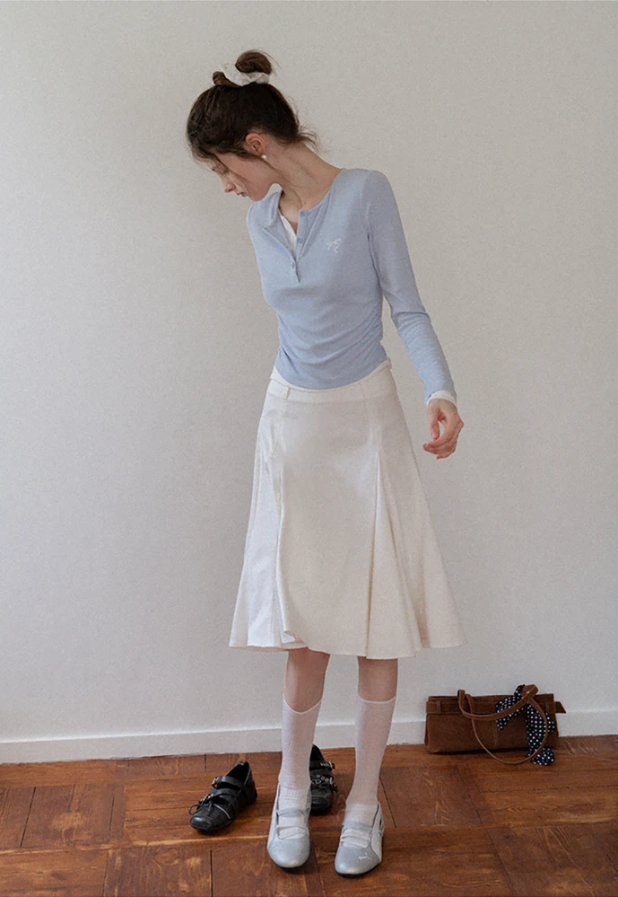 Ruched Henley Crop Top