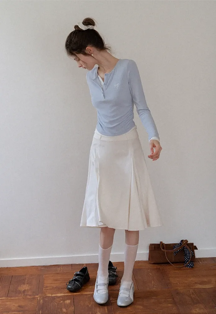 Ruched Henley Crop Top