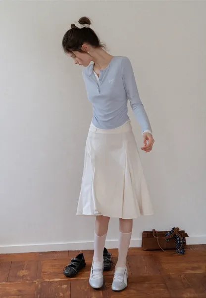 Ruched Henley Crop Top