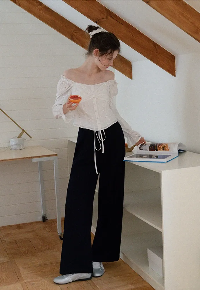 Drawstring Wide-Leg Pants