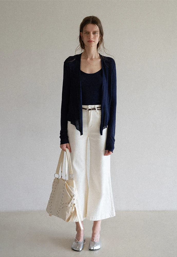 Braided-Belt Flared Jeans with Scarf Tie