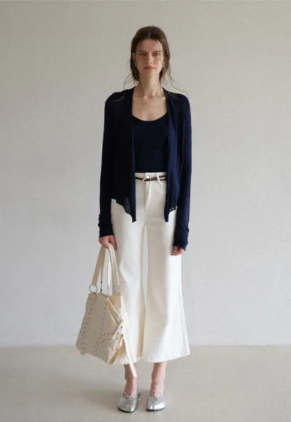 Braided-Belt Flared Jeans with Scarf Tie