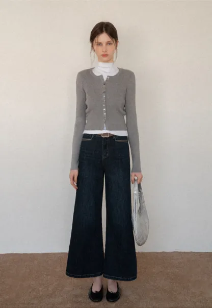 Women's Ribbed Cropped Cardigan