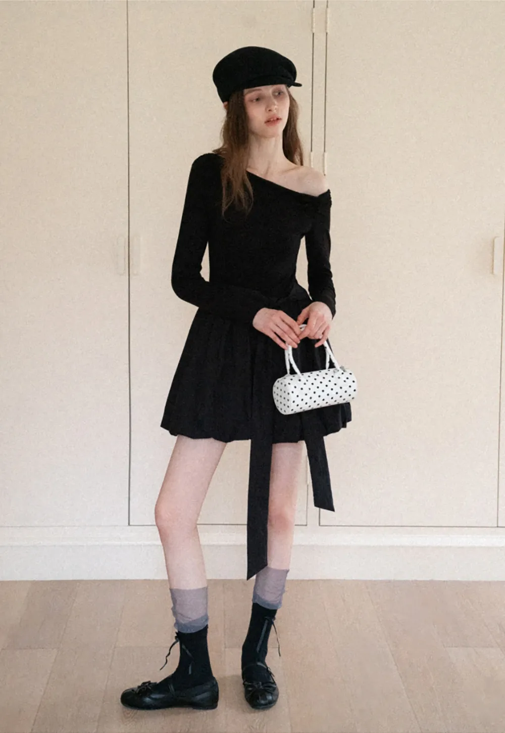 Women's Asymmetric Off-Shoulder Tie-Waist Mini Dress