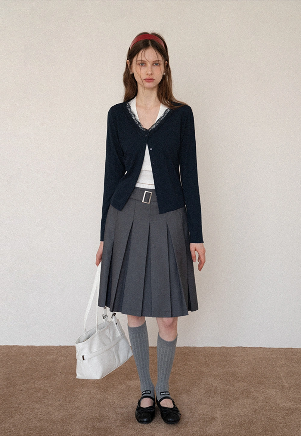 Women's Belted Pleated Mini Skirt