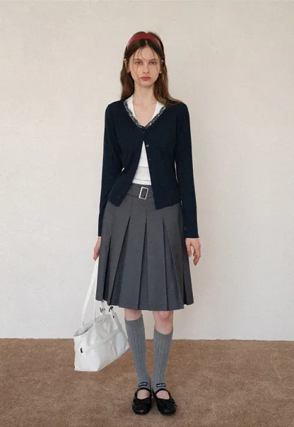 Women's Belted Pleated Mini Skirt