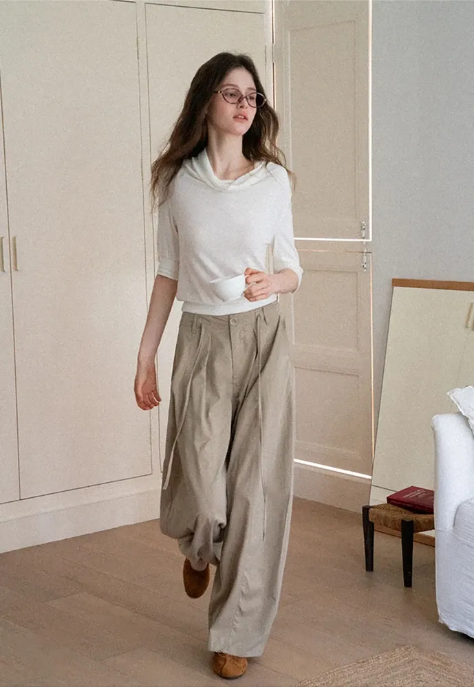 Tie-Waist Pleated Wide-Leg Pants