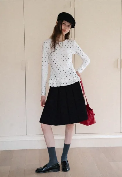 Women's Ruffled Hem Long Sleeve Tee