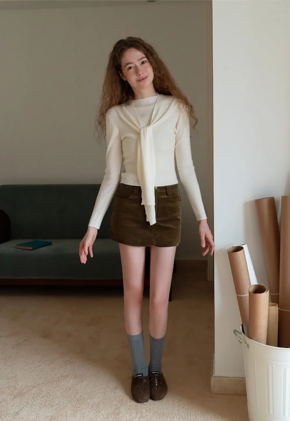 Womens Casual Corduroy Shorts with Pockets