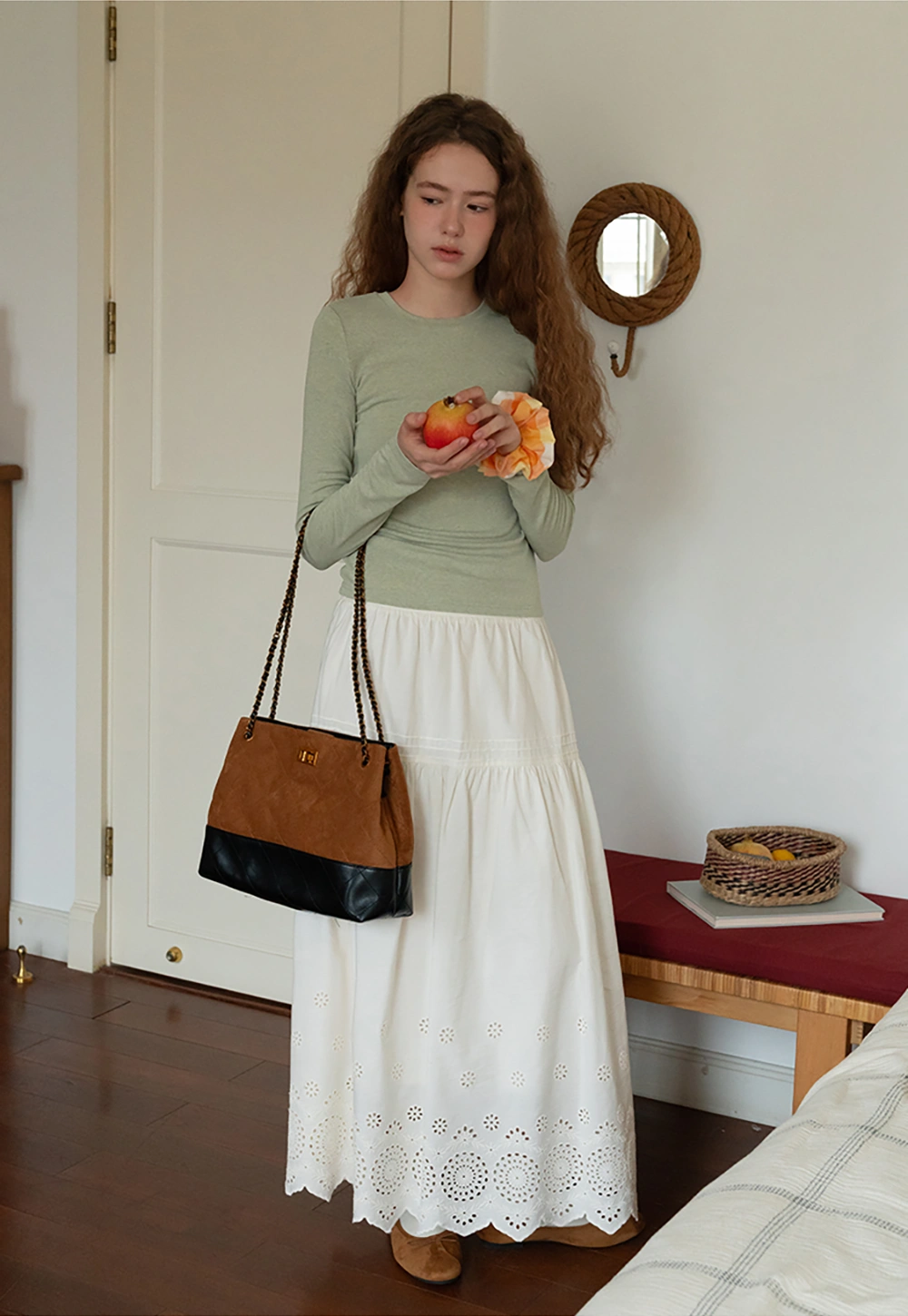 Womens Vintage White Maxi Skirt