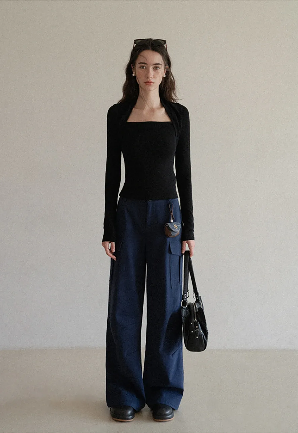 Square Neck Long Sleeve Slim Fit Top