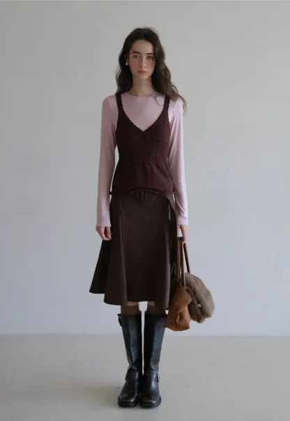 Womens Vintage Suede A-Line Skirt