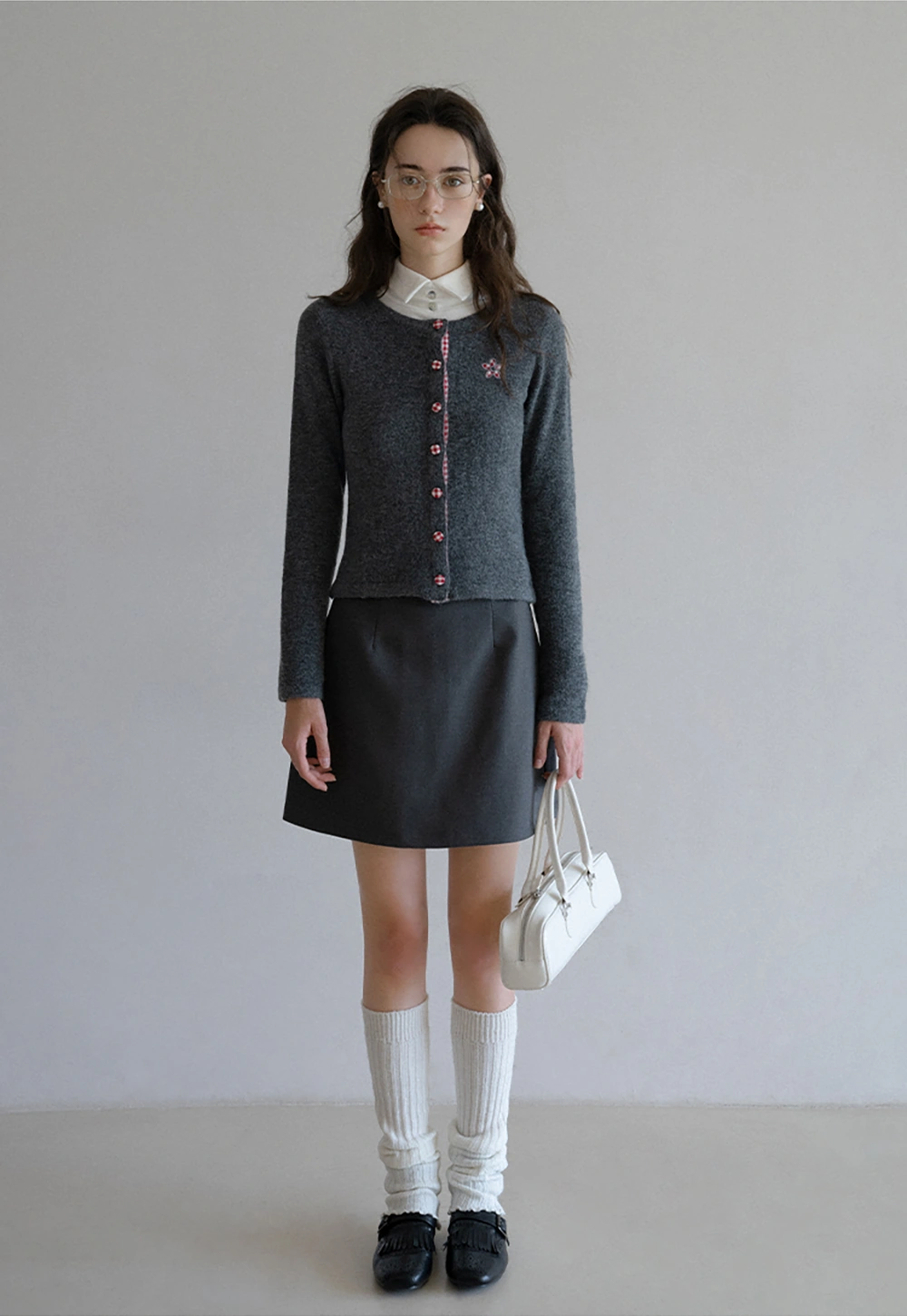 Cozy Knit Button Down Cardigan with Floral Detail