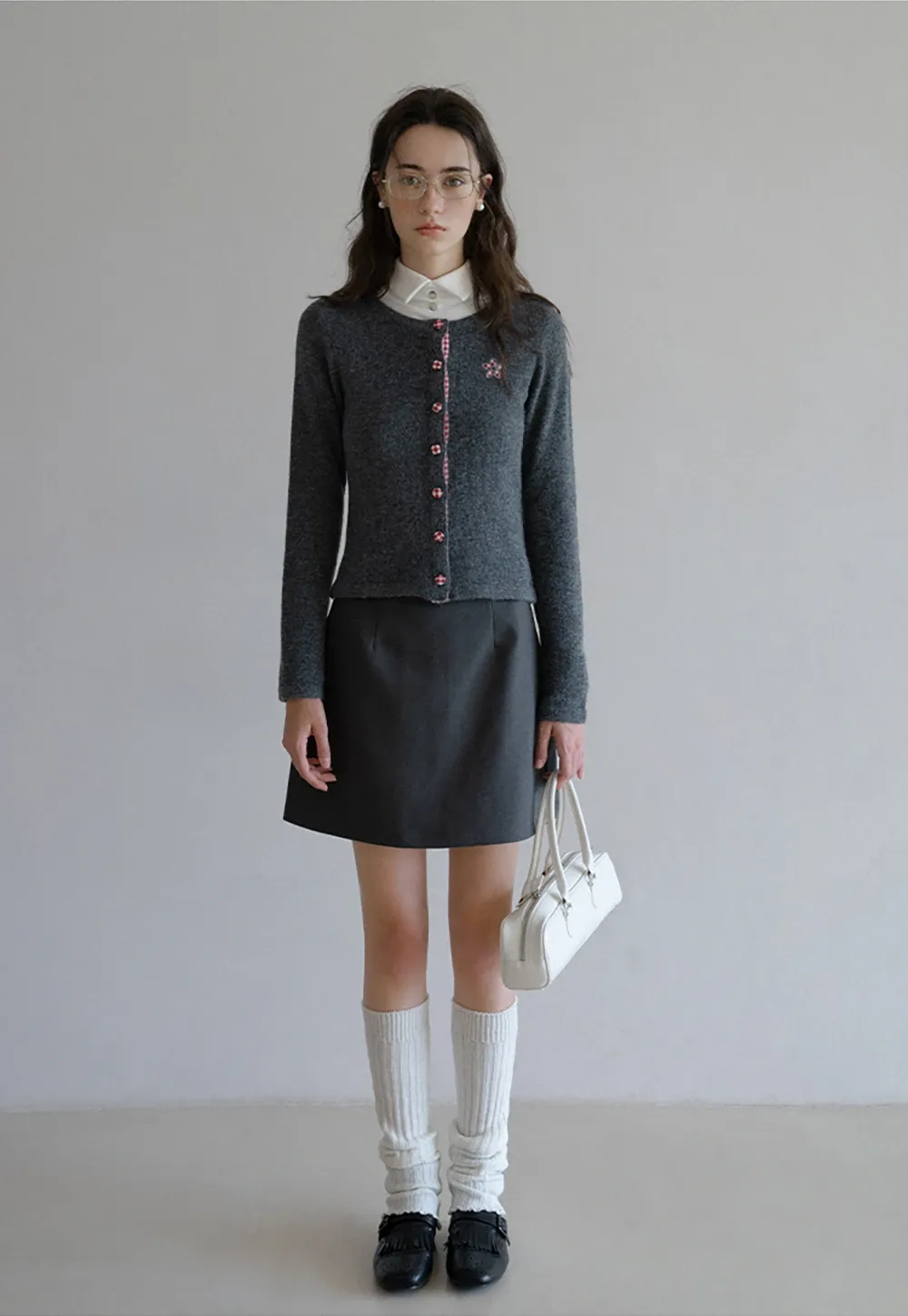 Cozy Knit Button Down Cardigan with Floral Detail