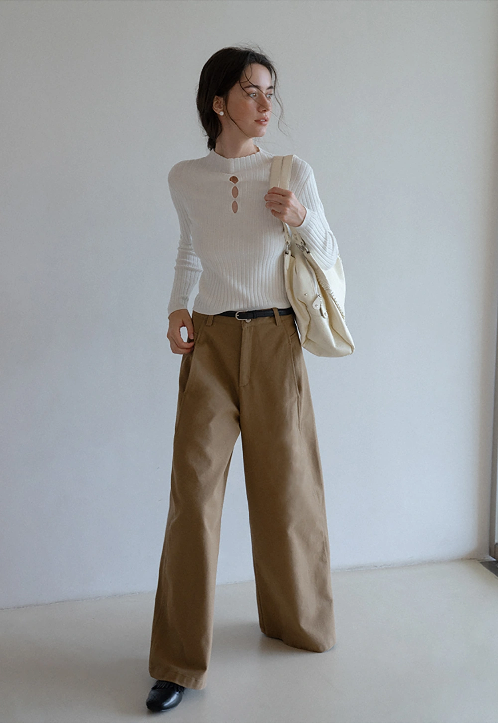 Womens Ribbed Knit Long Sleeve Top