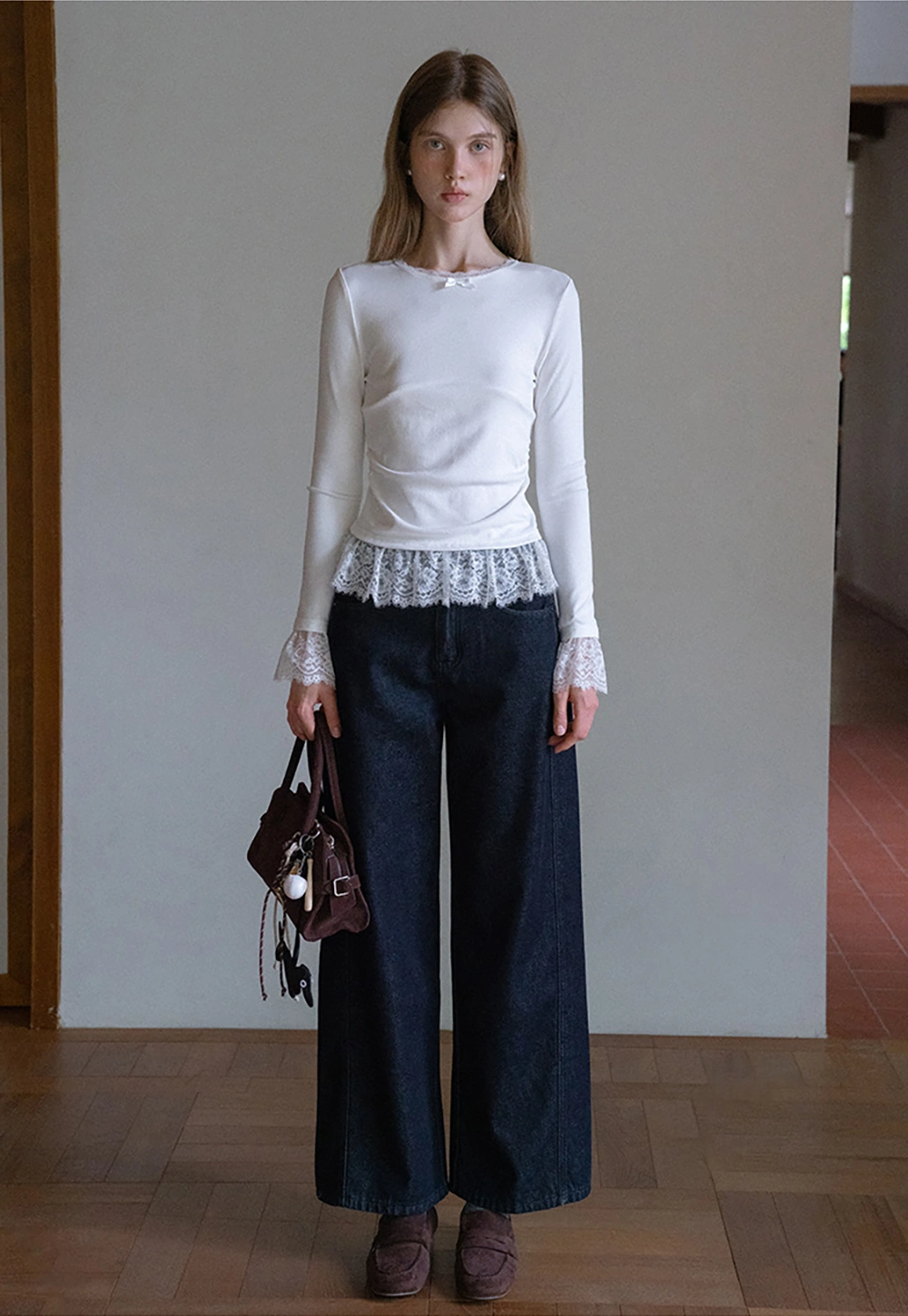 Womens White Long Sleeve Top