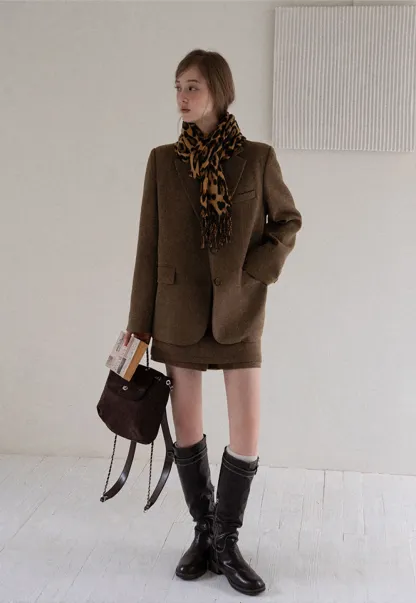 Womens Two-Piece Blazer and Shorts Set