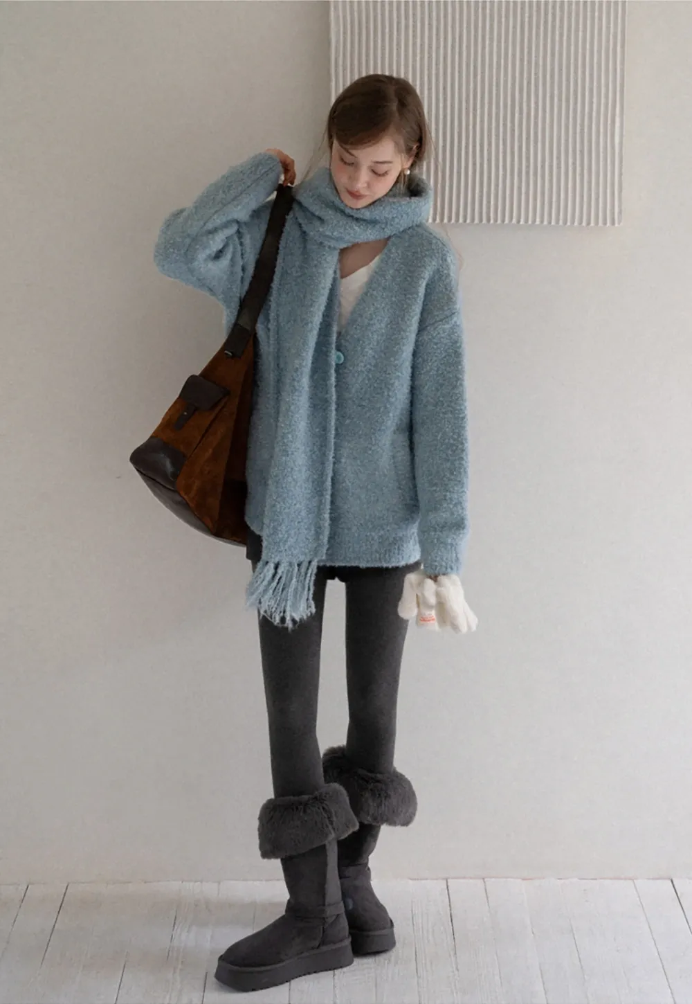 Women Warm Fuzzy Knit Cardigan