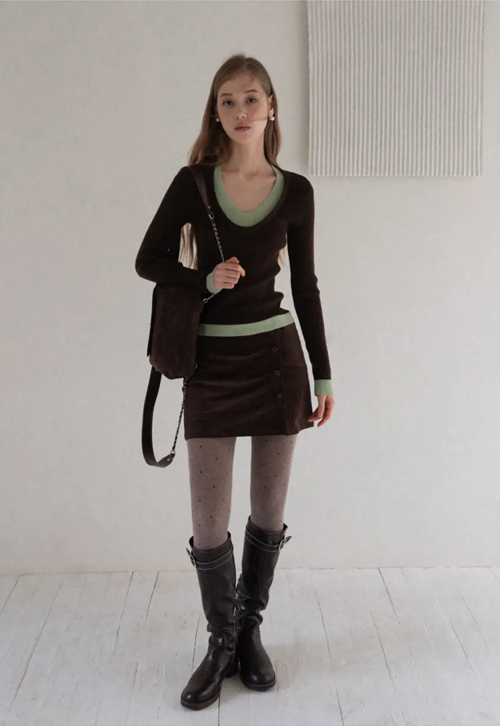 Corduroy Button Front Mini Skirt