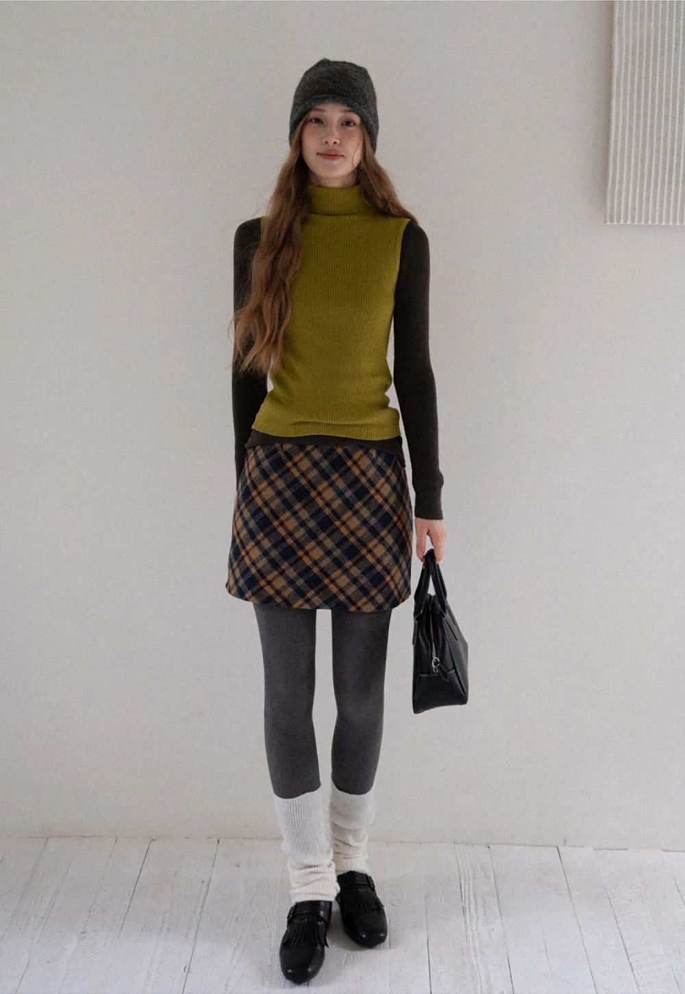 Womens Color Block Turtleneck Knit Top