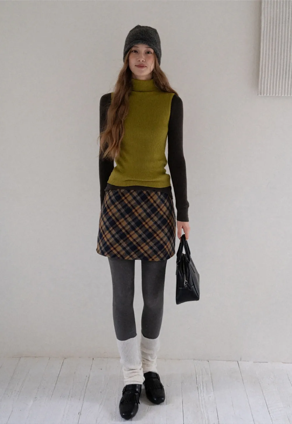 Womens Color Block Turtleneck Knit Top