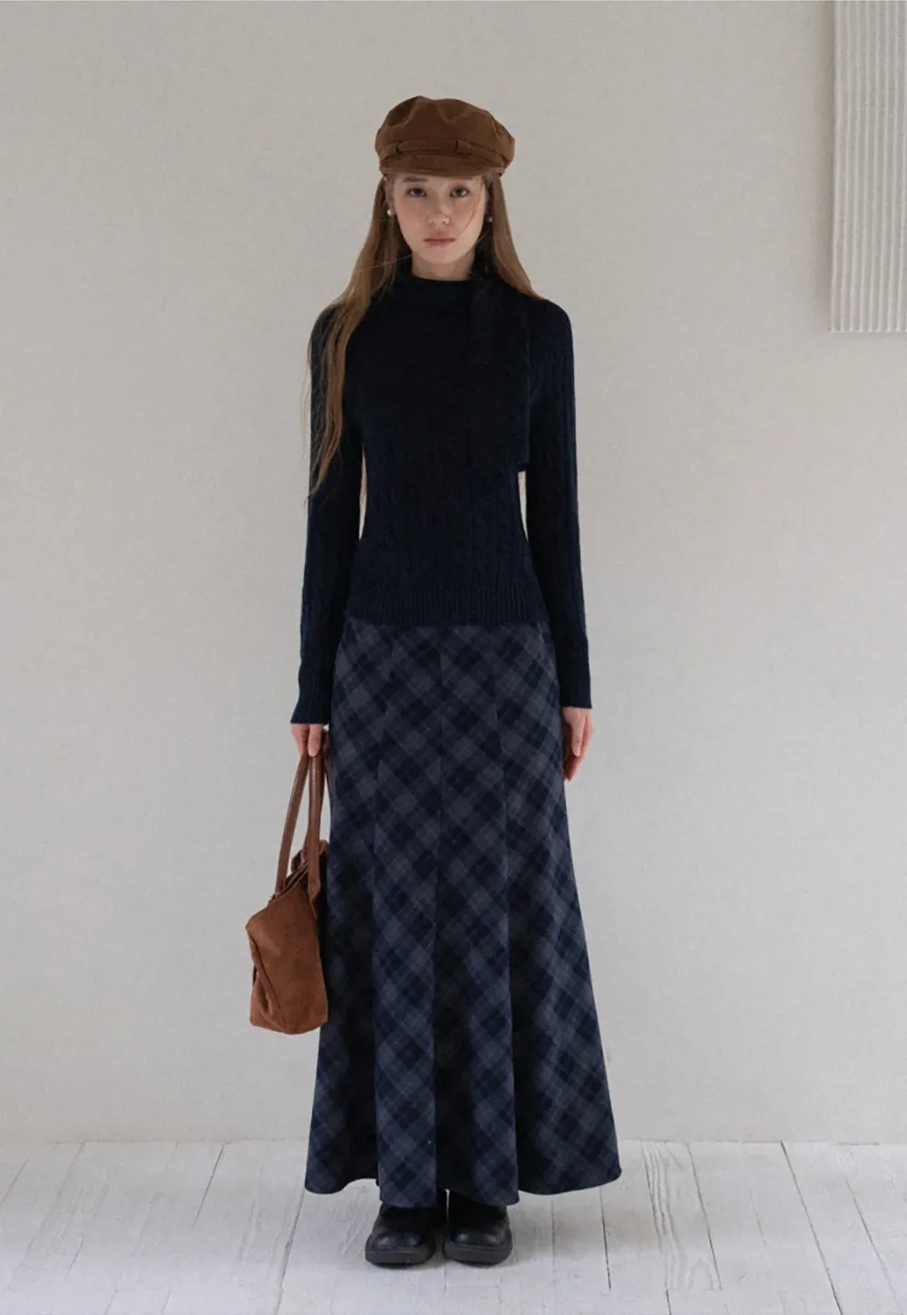 Women Cable Knit Sweater with Scarf Tie Long Sleeve