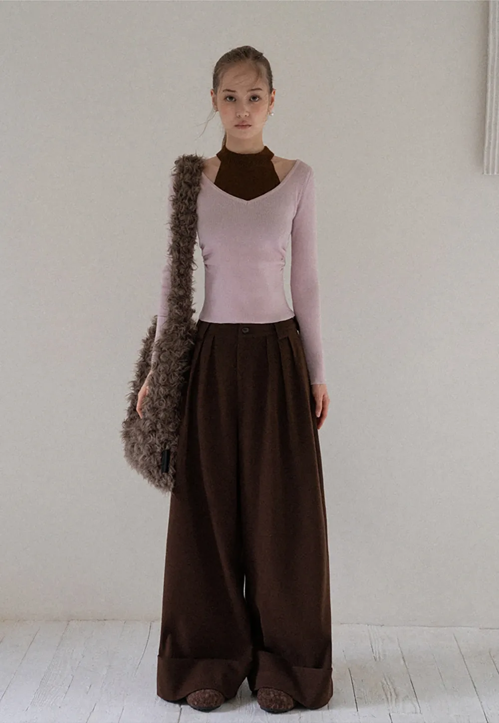 Women Cut Out High Neck Knit Pullover Slim Fit