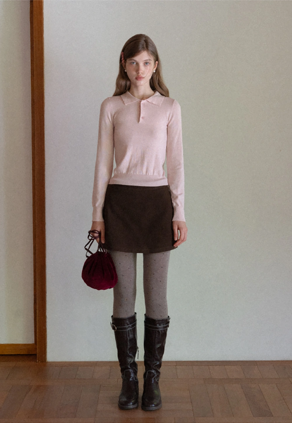 Women Faux Suede A-line Mini Skirt High Waist