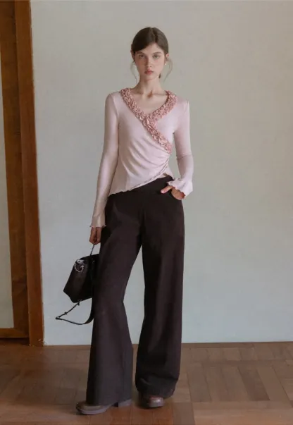 High Waist Corduroy Wide Leg Pants