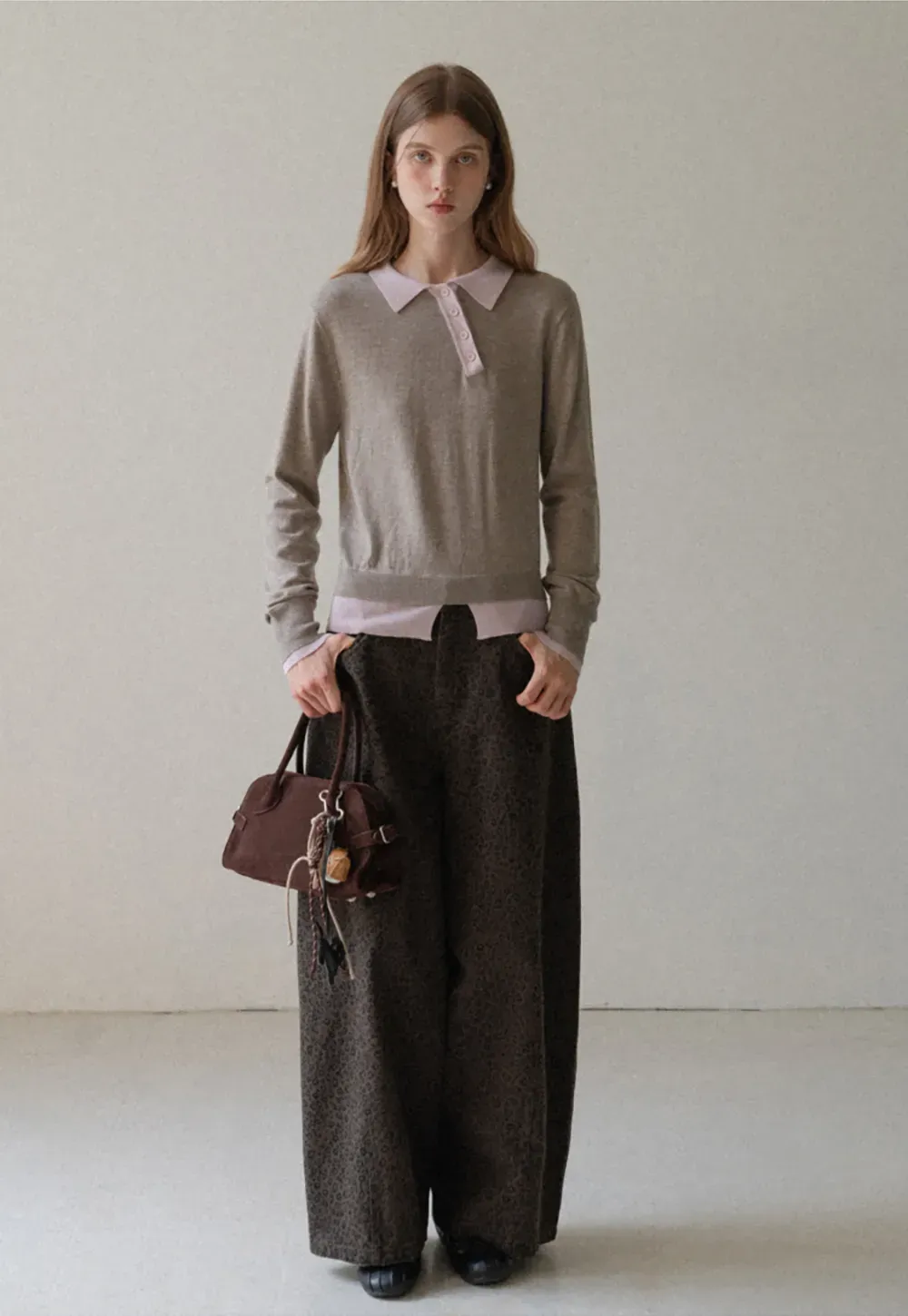 Contrast Collar Knit Top