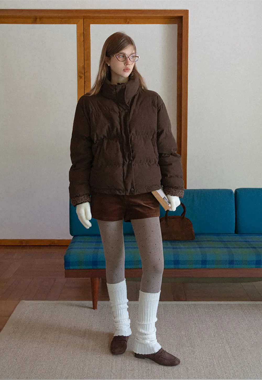 Short Puffer Jacket with High Neck