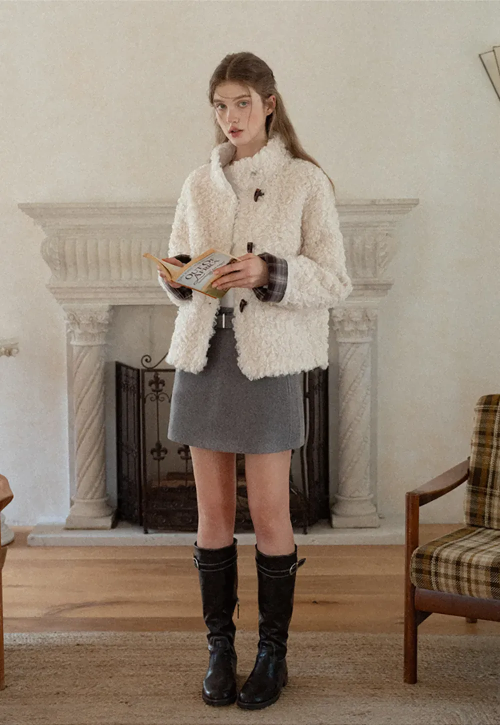 Faux Shearling Toggle Jacket