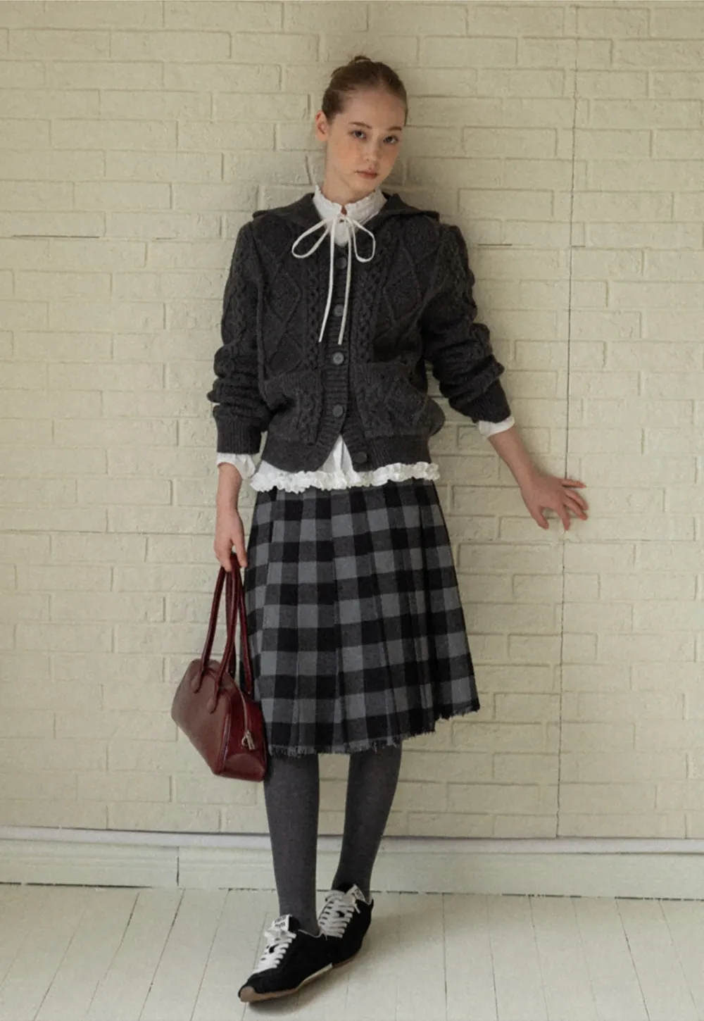 Classic Cable Knit Cardigan with Hood and Button Closure