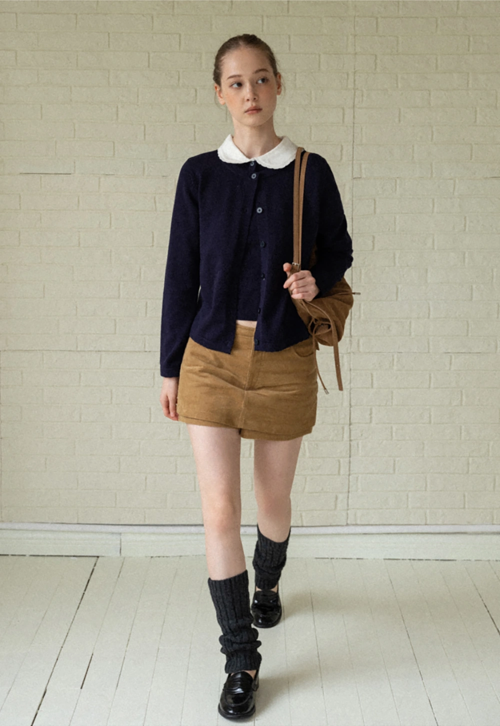 Women Knit Cardigan and Collar Button-Down Top