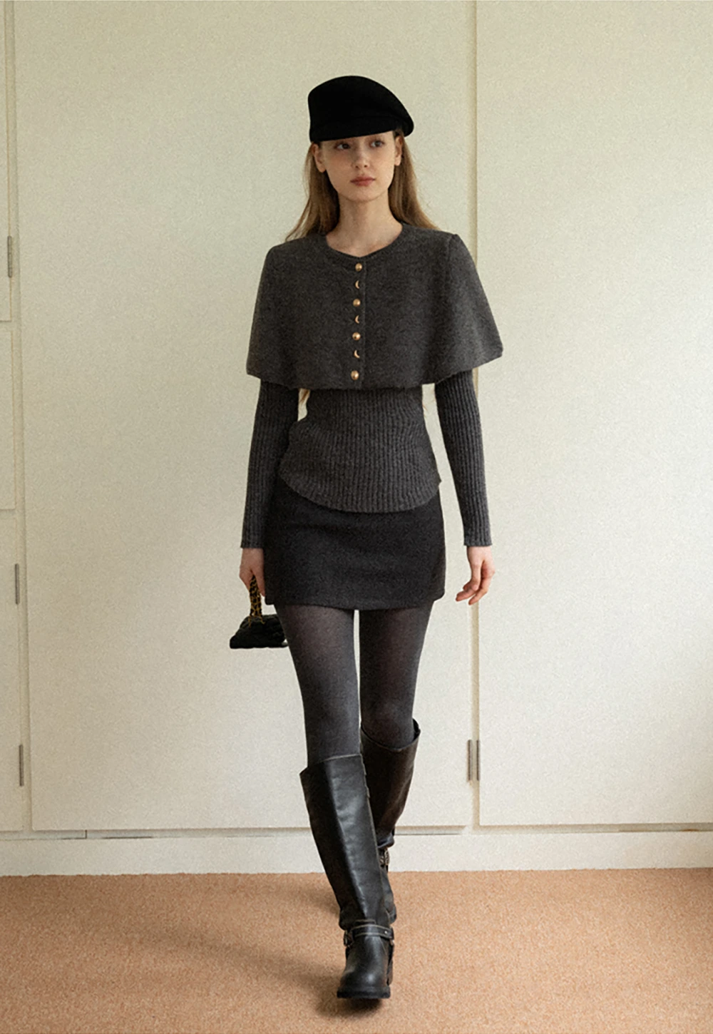 High-Waisted A-Line Wool Skirt