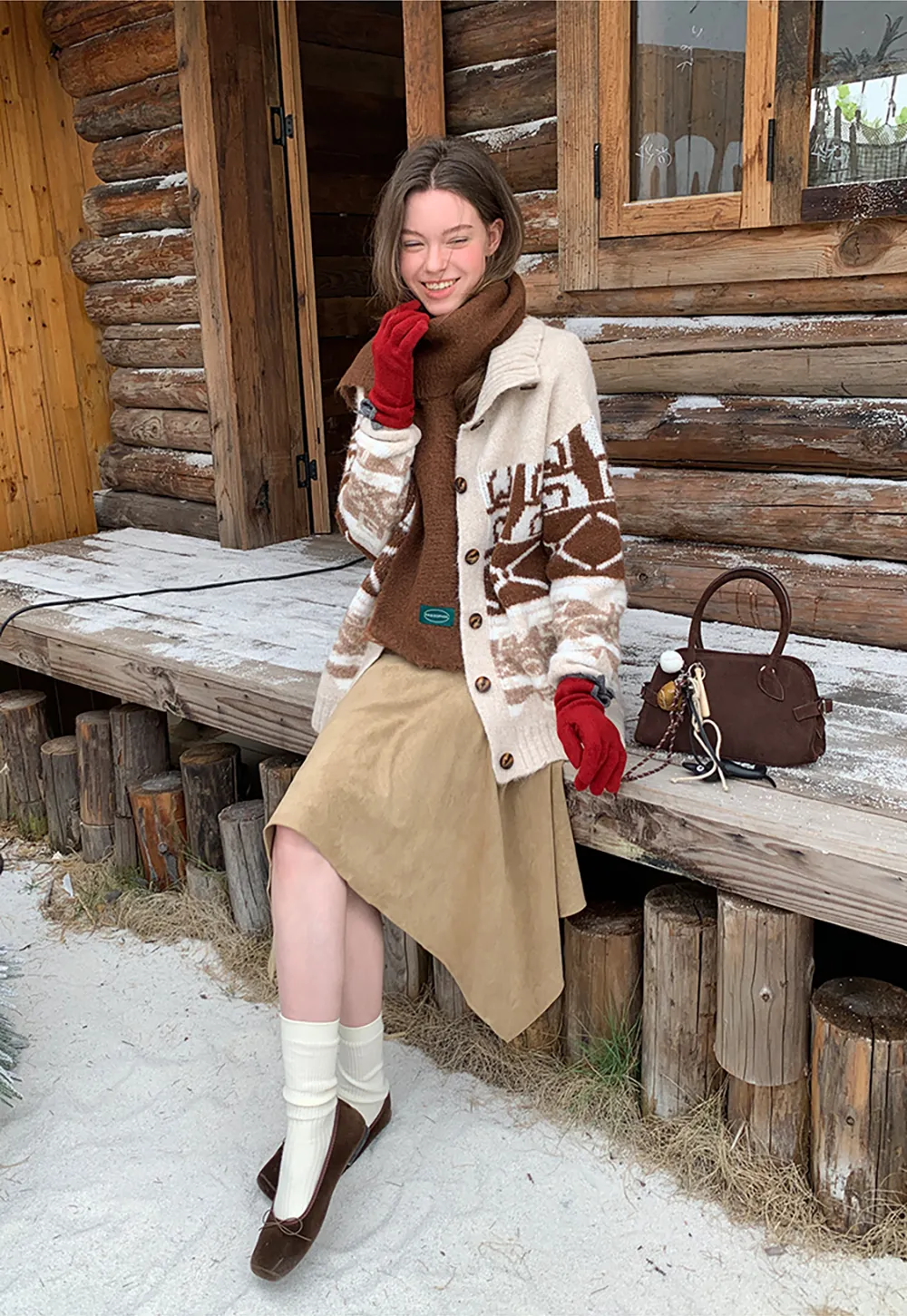 Knit Bow Detail Winter Gloves