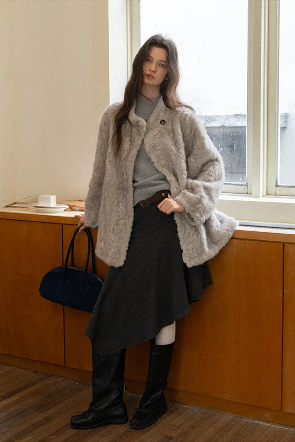 Chic Faux Fur Leather Jacket