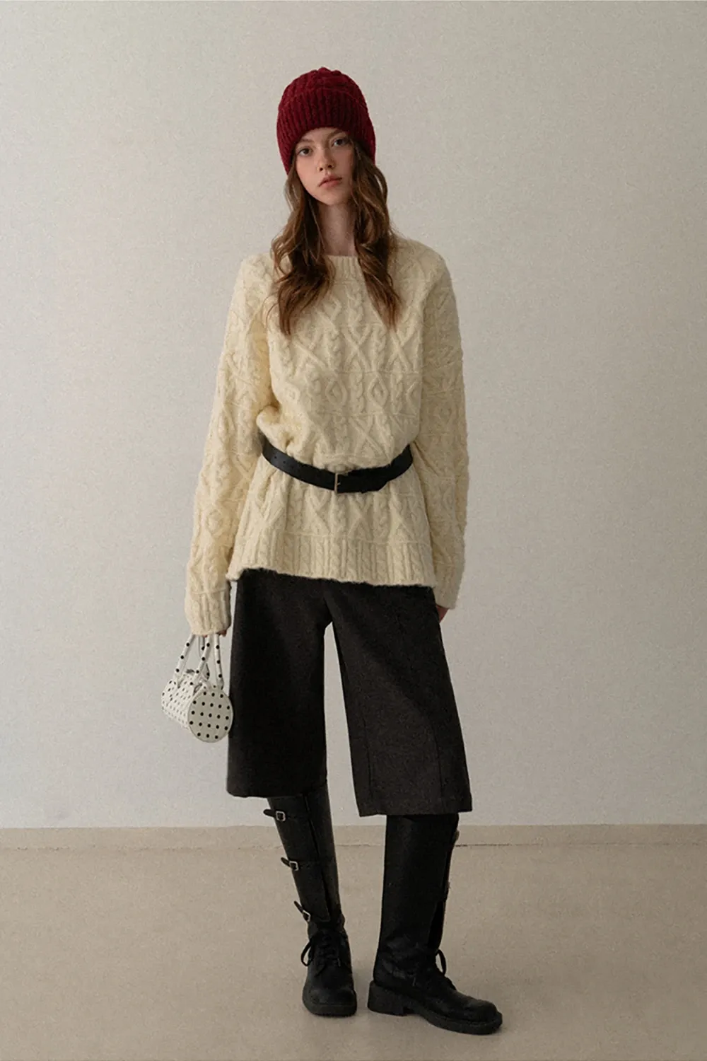 Cable Knit Diamond Pattern Sweater