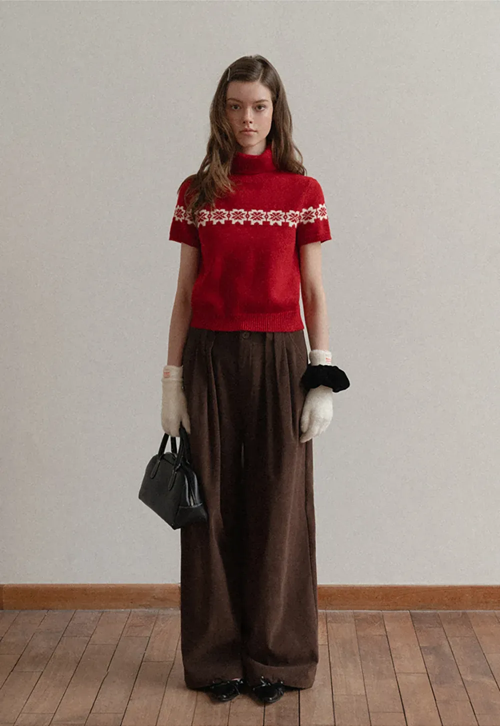 Pleated Wide-Leg Corduroy Pants