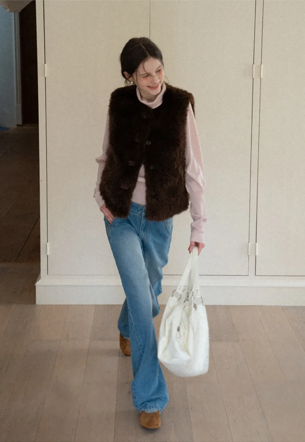 Elegant Faux Fur Vest with Buttons